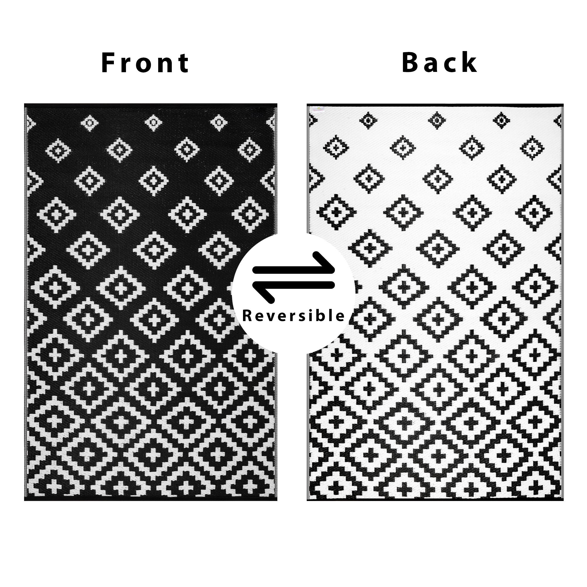 Bettina Outdoor Recycled Plastic Rug (Black / White)