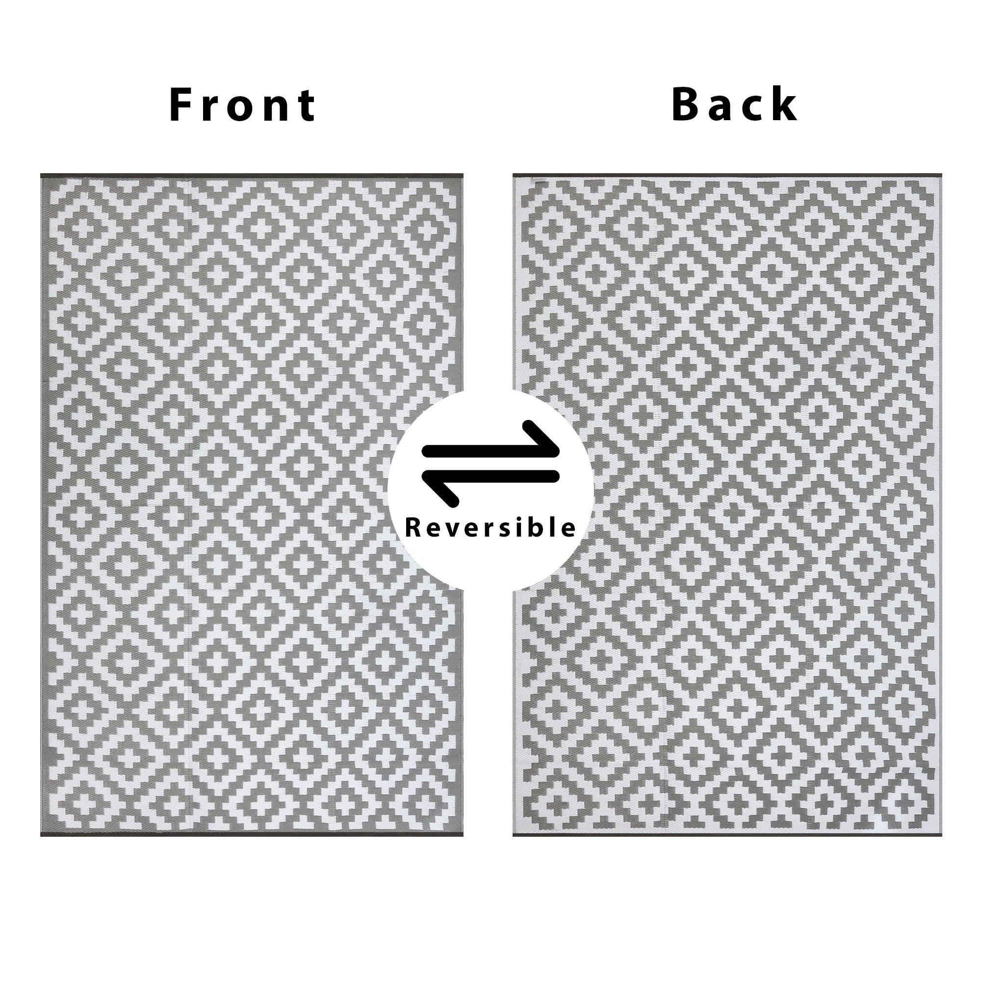 Outdoor Recycled Plastic Rug for Camping (Grey / White)