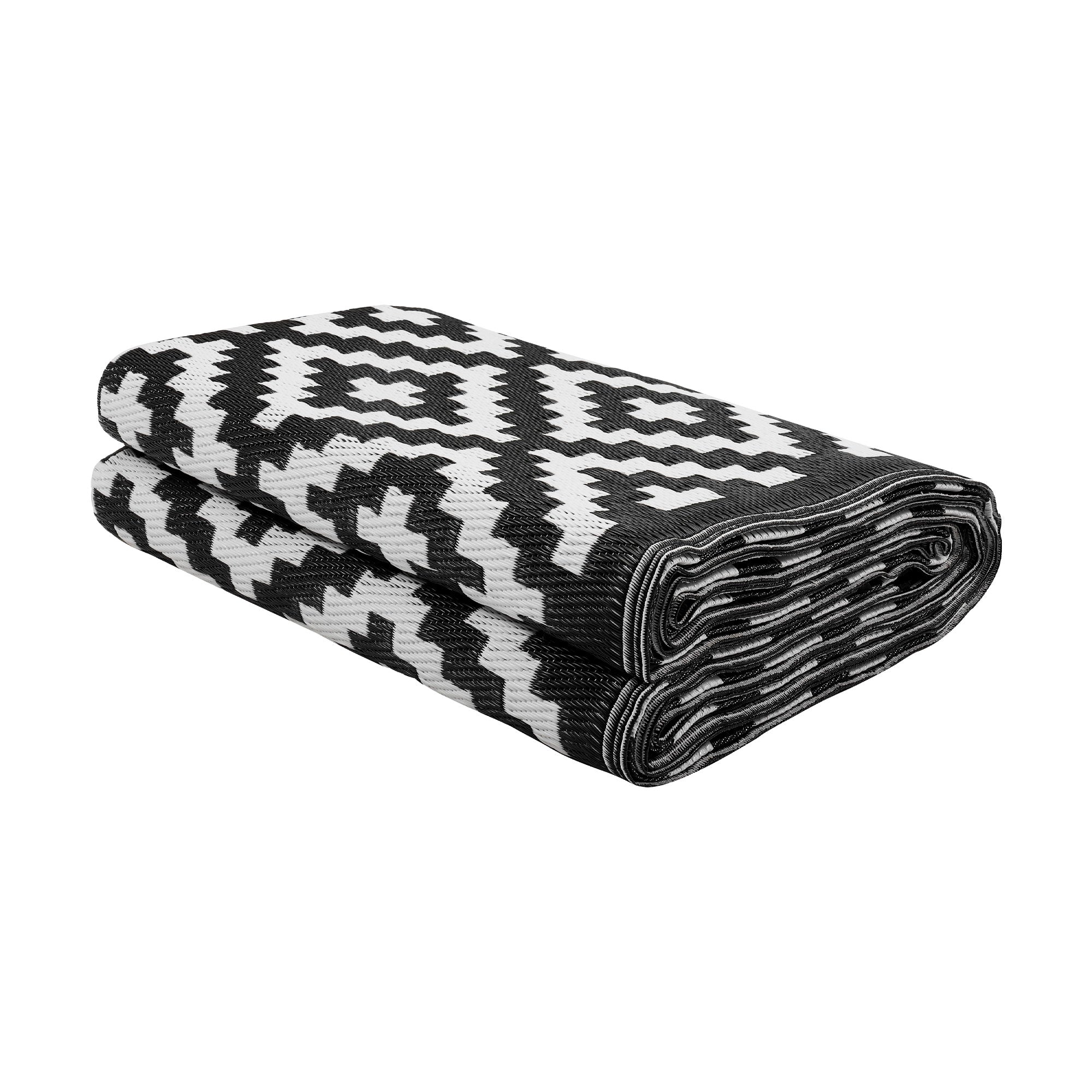 Outdoor Recycled Plastic Rug for Camping (Black / White)