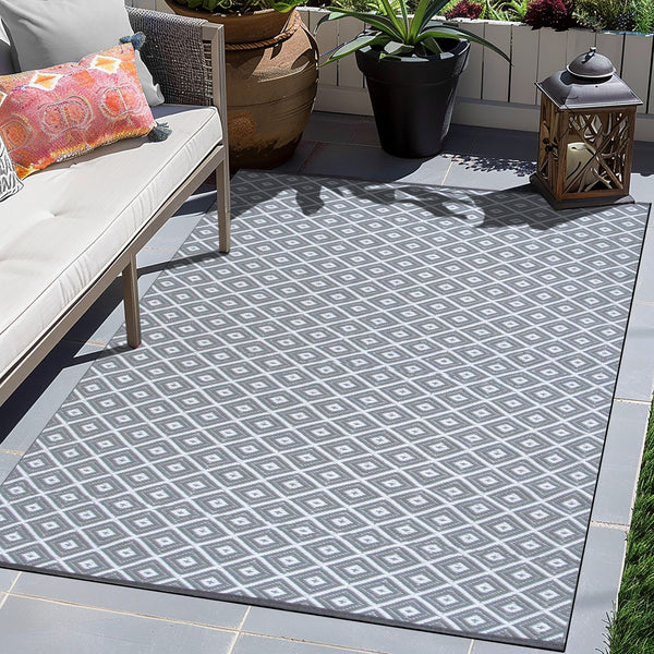 Outdoor Arabic Rug Design Arabian Nights Grey and White Outdoor Rug