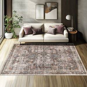 Vernal Astor Brown, Beige & Cream Machine Washable Rug and Runner - For Living Room, Dining Room, Bedroom, Hallway, Kitchens, Kids/Nursery Room