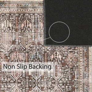 Vernal Astor Brown, Beige & Cream Machine Washable Rug and Runner - For Living Room, Dining Room, Bedroom, Hallway, Kitchens, Kids/Nursery Room