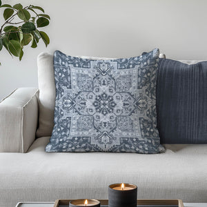Green Decore Vernal Aurelia Grey Indoor Cushion showcasing a traditional Persian-style medallion motif in elegant grey tones. Perfect for classic, transitional, or luxury interiors, this cushion adds timeless design, refined texture, and sophisticated charm to sofas or lounge settings.
