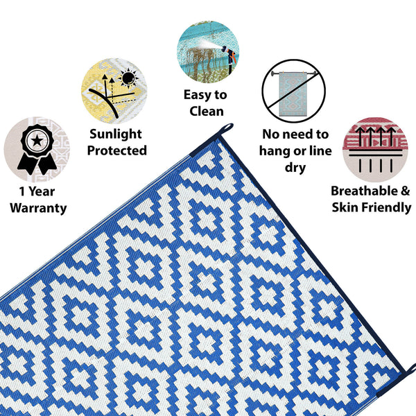 Blue and white outdoor camping mat