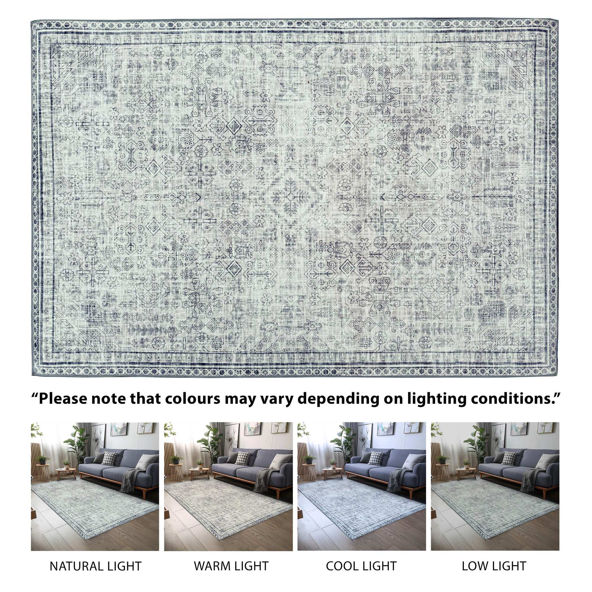 Condition Rugs Egbert Cream, Taupe & Grey Machine Washable Rug and Runner