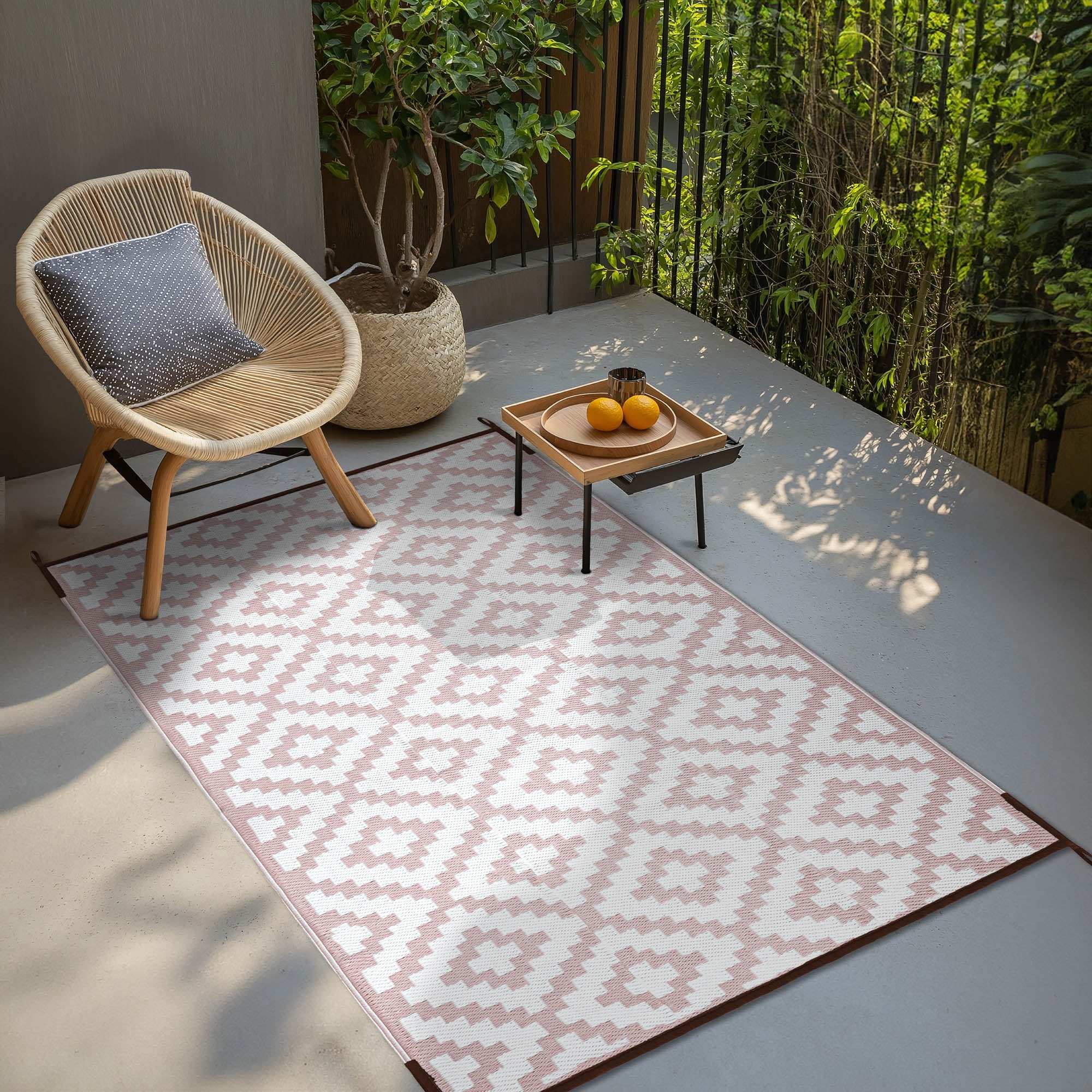 Durable Outdoor Rug Camping Mat, RV Patio Rug Dusty Rose Pink