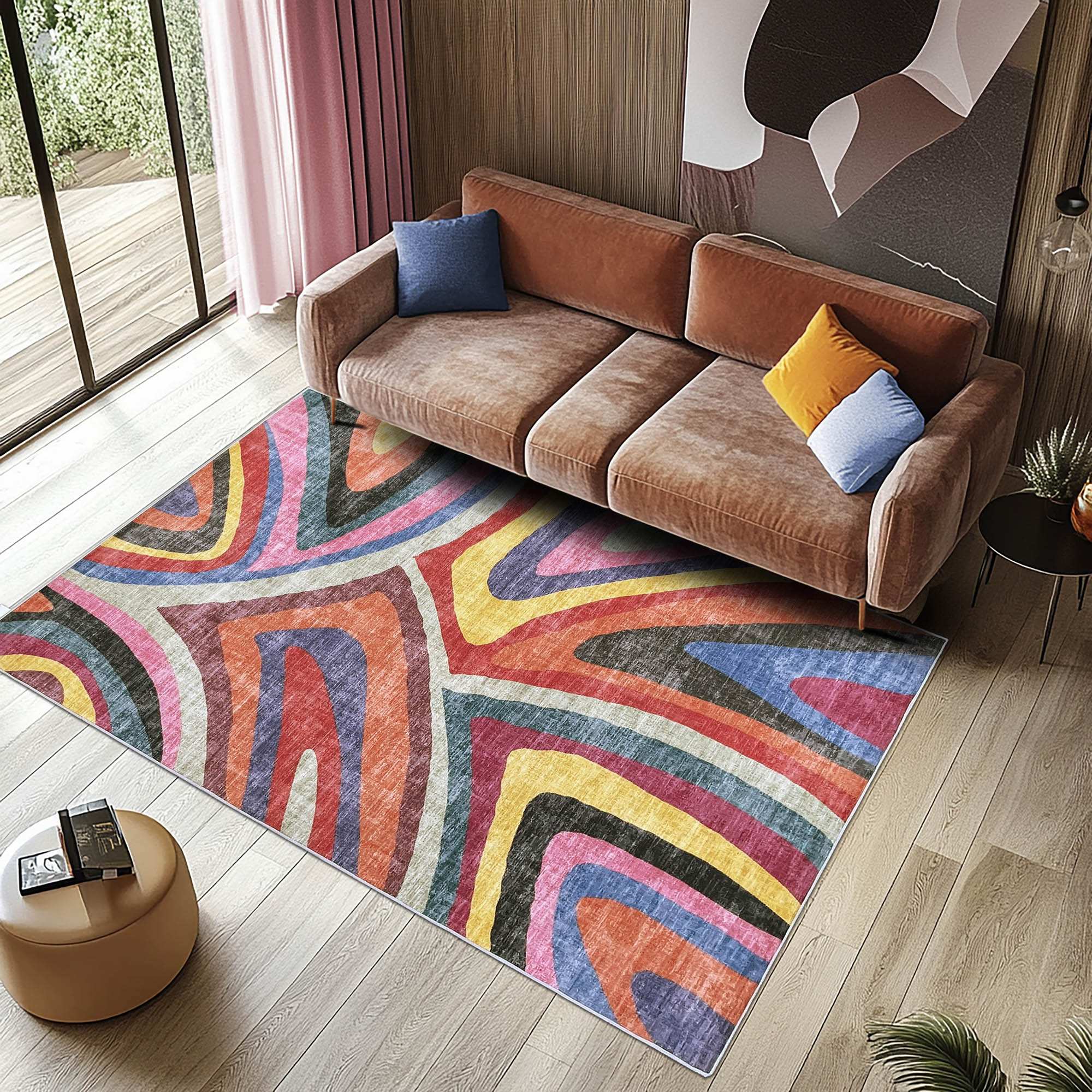 Movable Rug Color Jayden Multicolour Machine Washable Rug