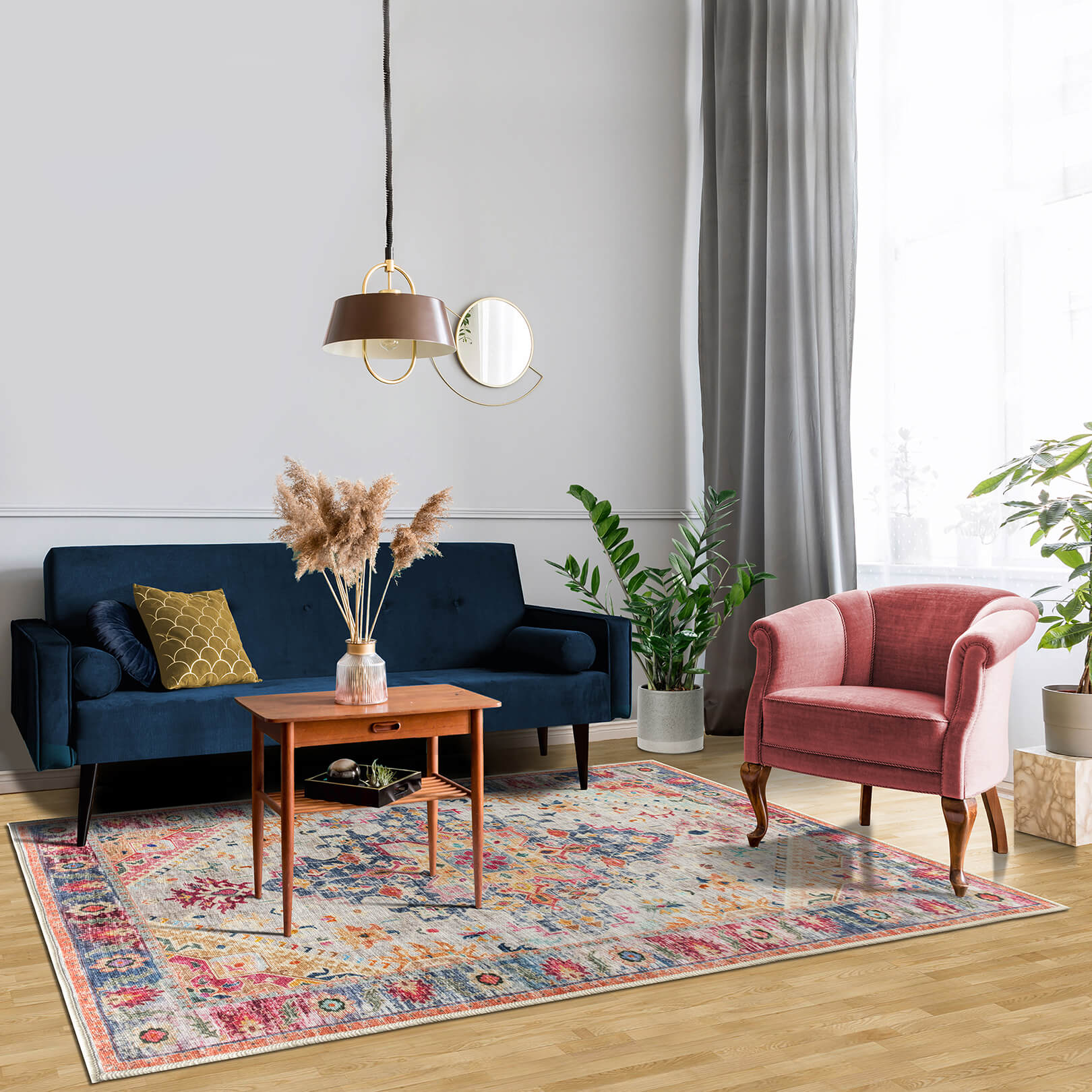 Carpet Mart Milagros Multicolor Machine Washable Rug - For Living Room, Dining Room, Bedroom, Kitchens, Kids/Nursery Room