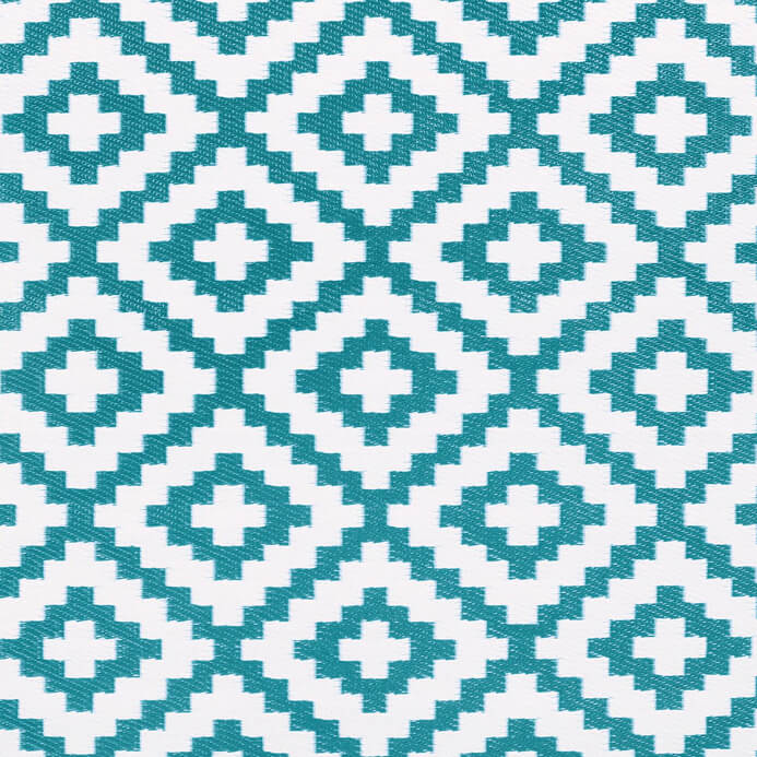 Nirvana Outdoor Recycled Plastic Rug (Teal Blue/White)