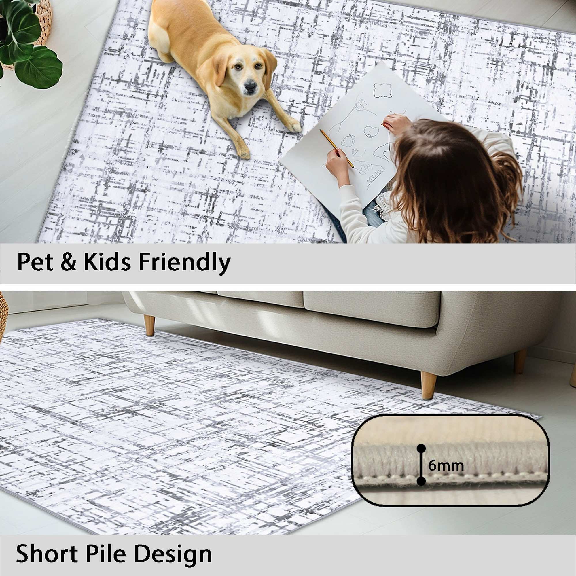 Maxsoft 6x9 Area Rug,Vintage Machine Washable Rugs For Living Room