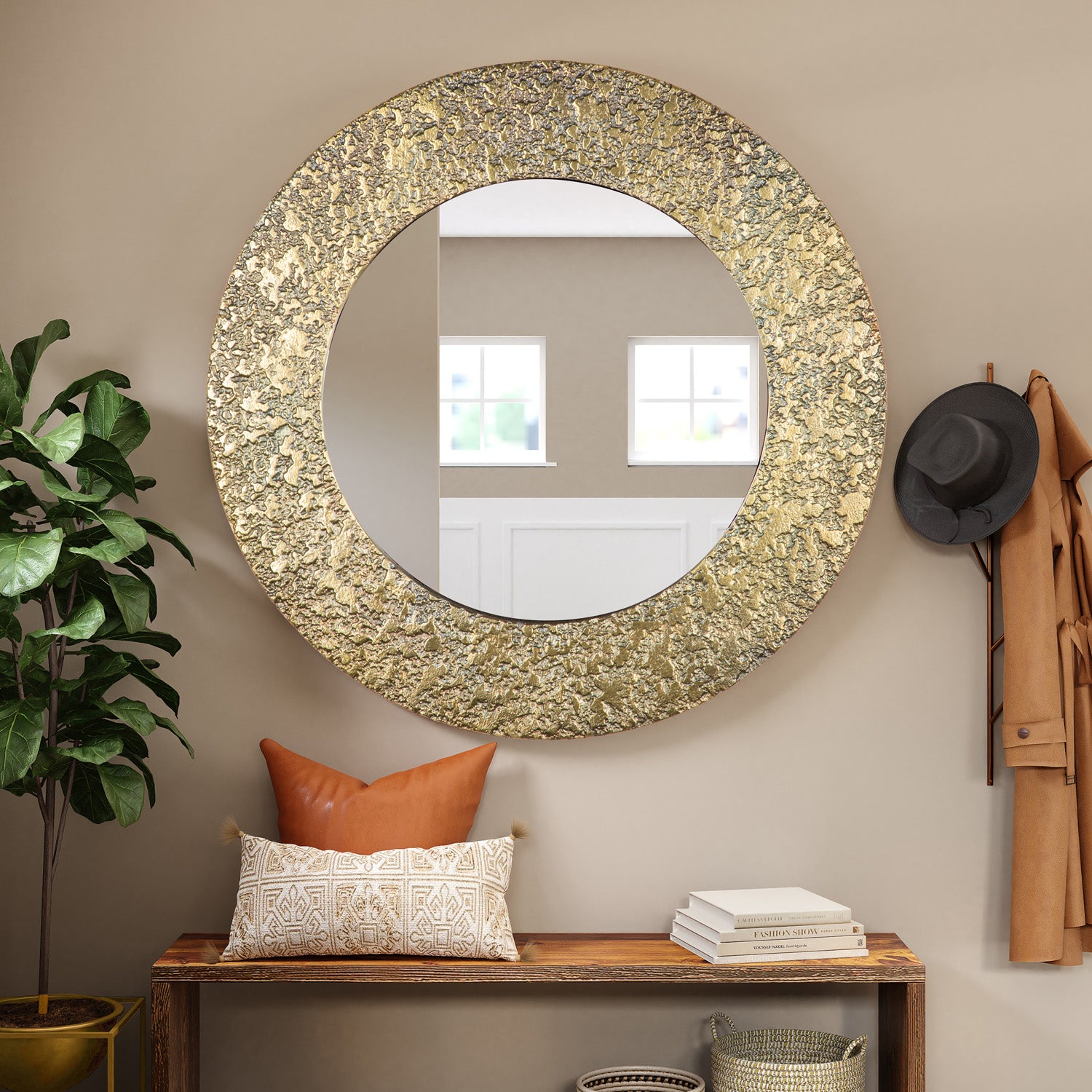 Abyss Gold Textured Wall Mirror