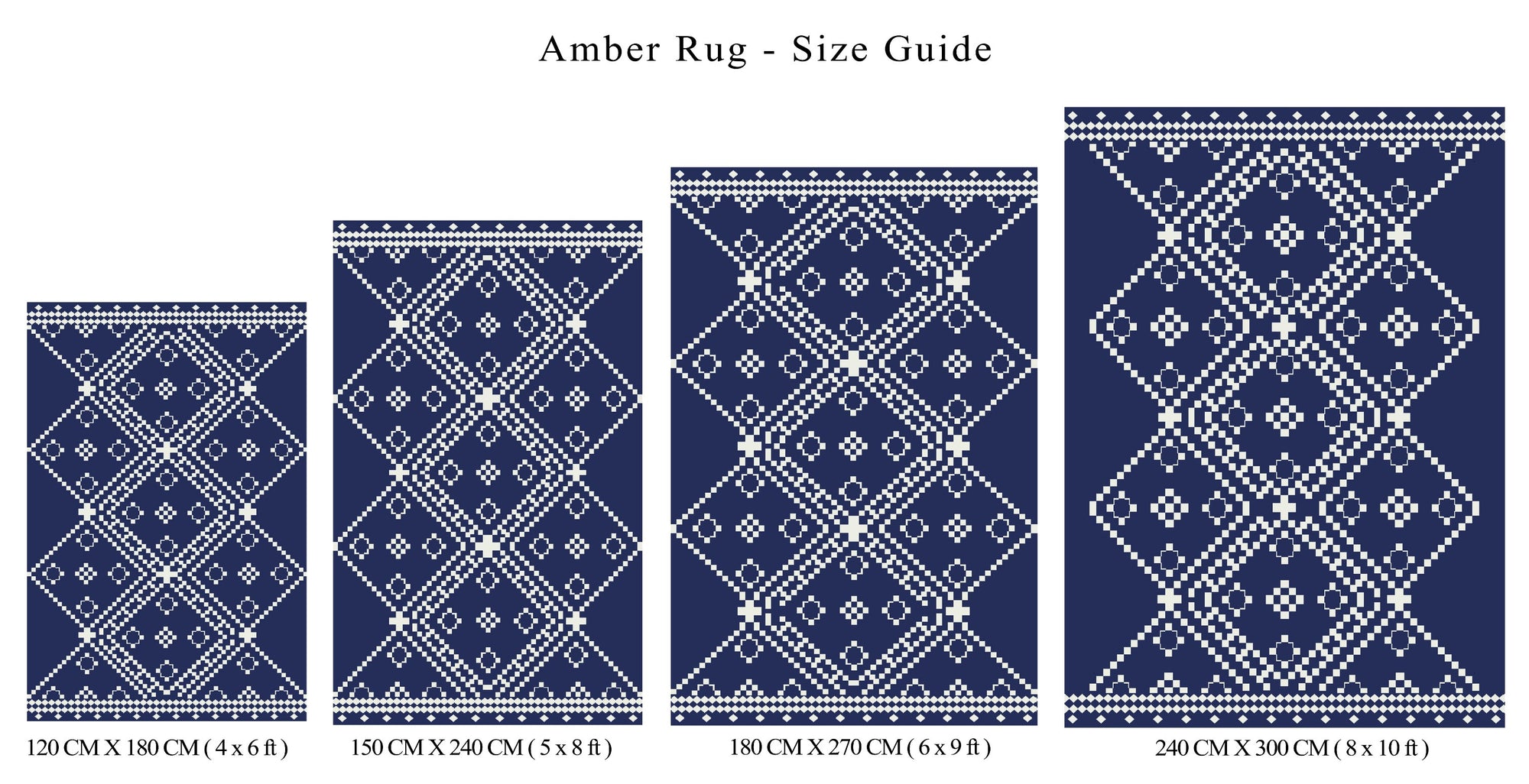 Amber Dark Blue White Outdoor Rug