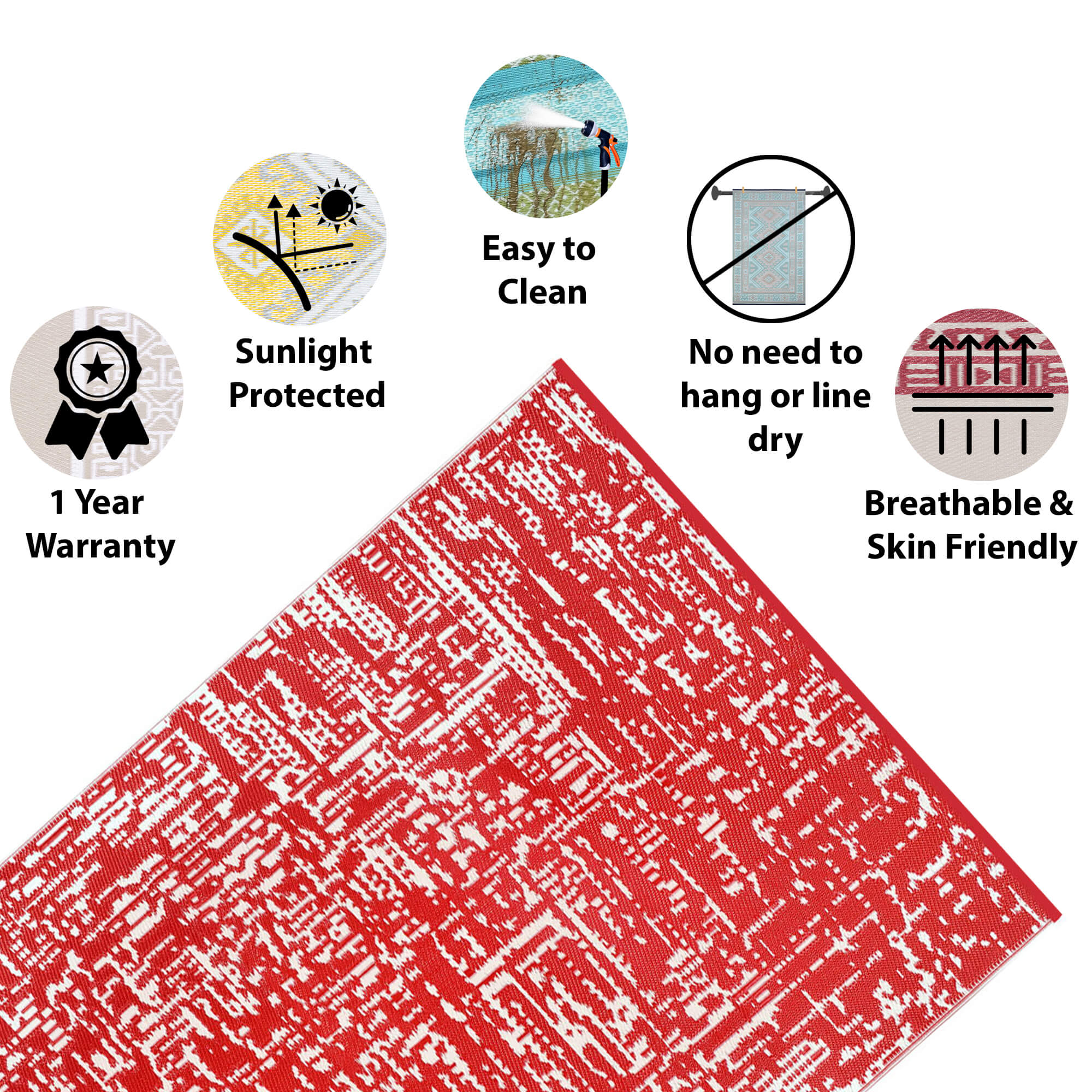 Cosmopolitan Outdoor Recycled Plastic Rug (Red/White)