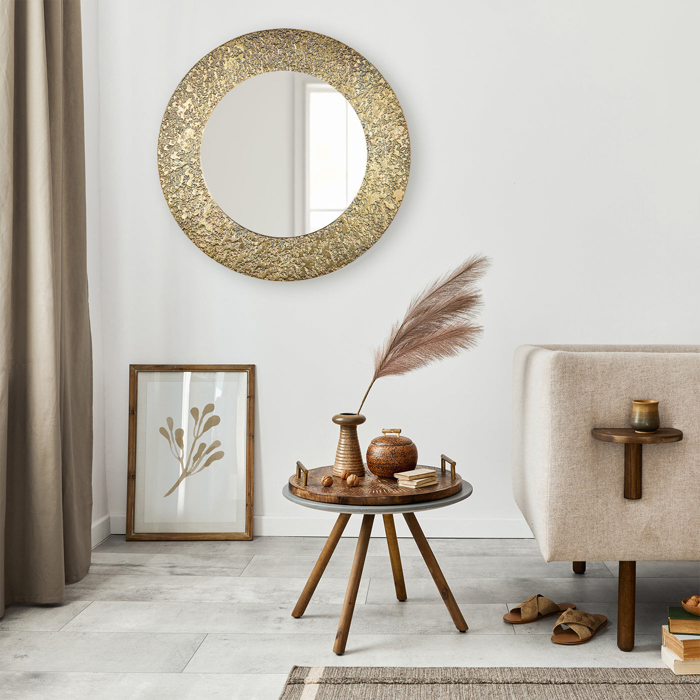 Abyss Gold Textured Wall Mirror