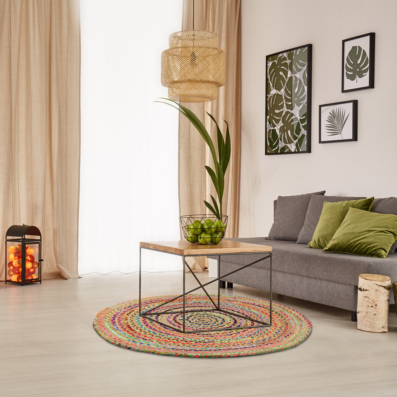 Fusion Handwoven Round Natural Jute Rug