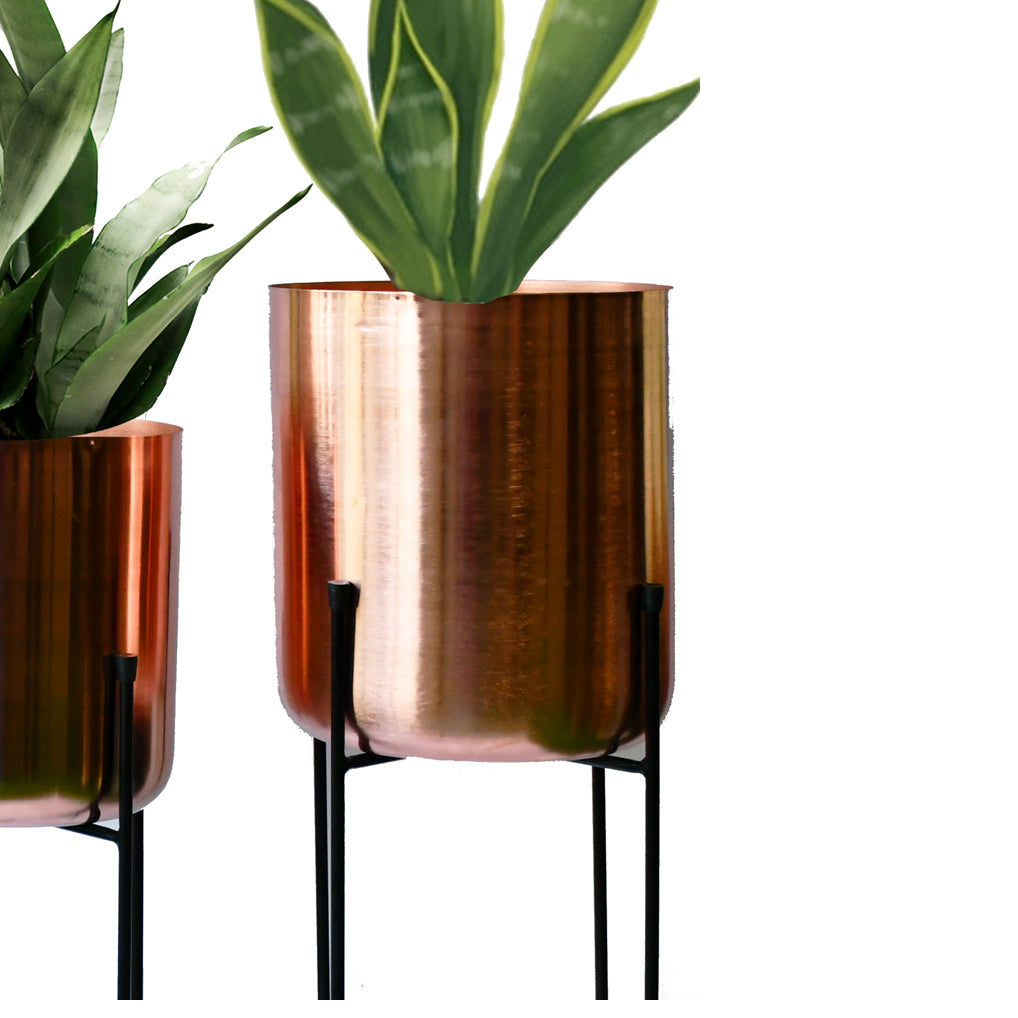 modern plant stands indoor uk Vivid Set of 2 Planter Stands , Copper / Black