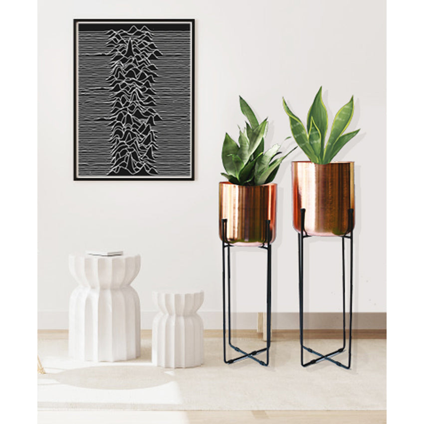 modern plant stands indoor uk Vivid Set of 2 Planter Stands , Copper / Black