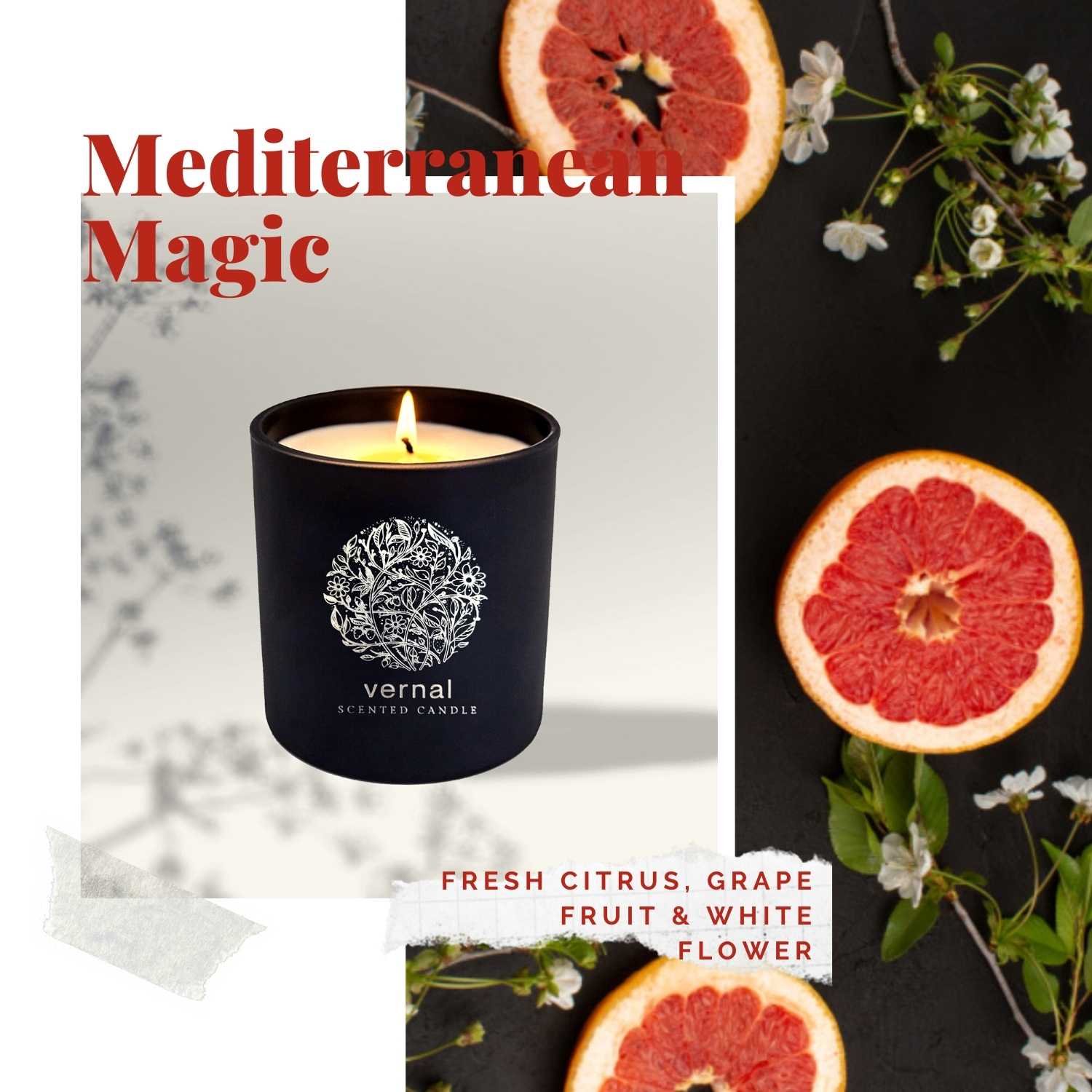 Vernal Mediterranean Magic Scented Candle ( Citrus Blossom & Nectarine )