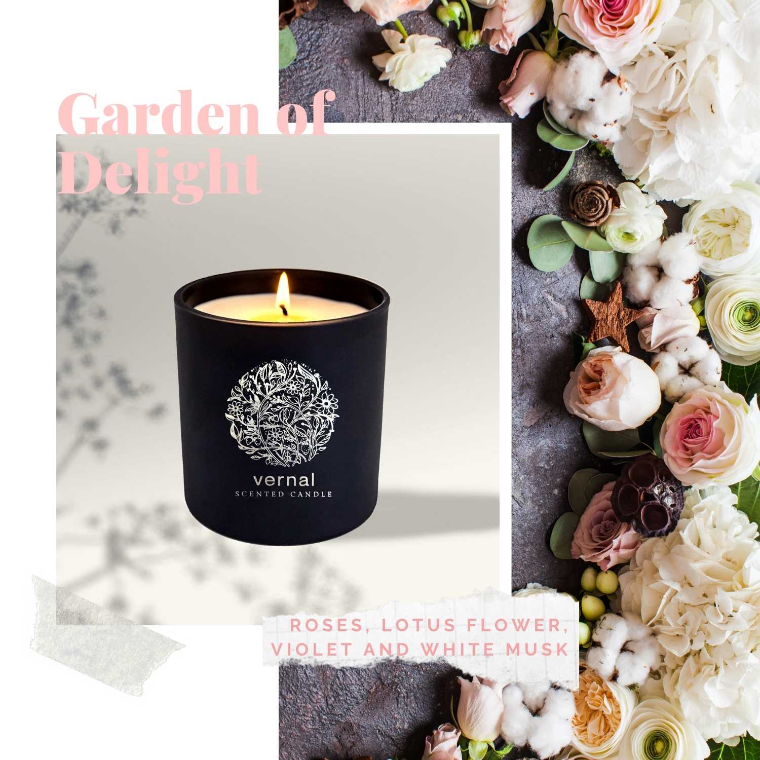 Vernal Garden Of Delight Scented Candle ( Rose & Violet )