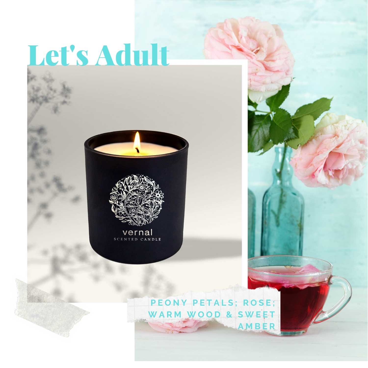 Vernal Let’s Adult Scented Candle ( Rose & Warm Wood )