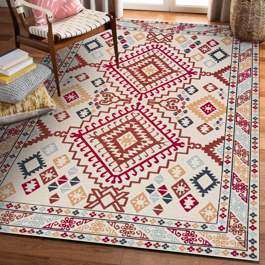 Vernal Yonker Red/Brown/Beige Machine Washable Rug